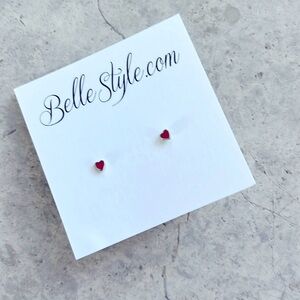 Bellestyle Red Enamel Sterling Silver 925 Post Earrings